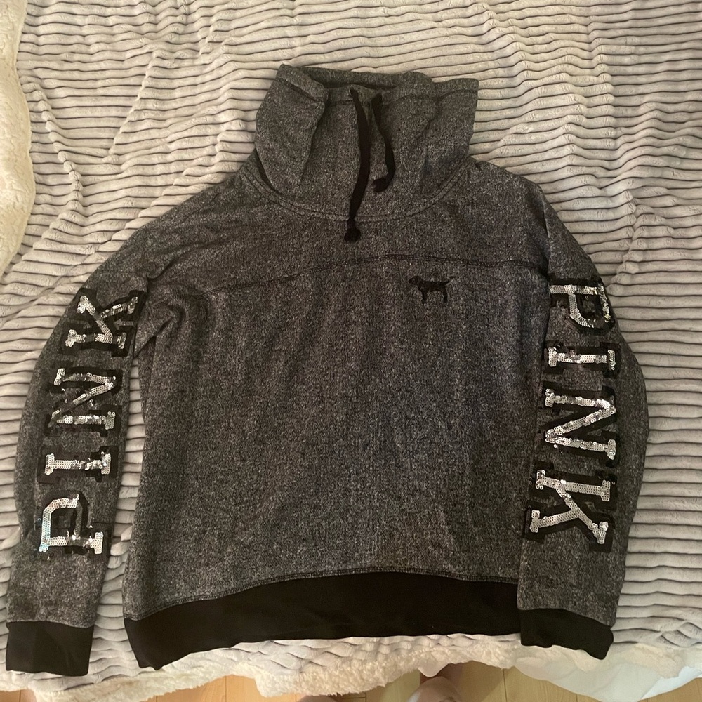 PINK Cowl neck Sweatshirt with sequence
